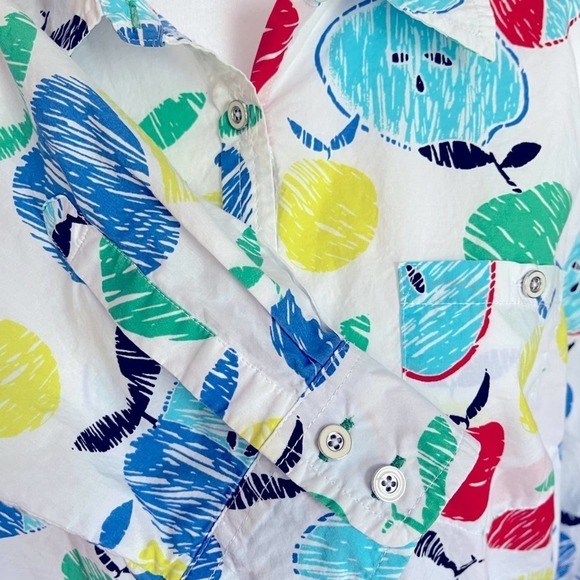 Talbots Large Full Button Front Pocket Teachers Lightweight Apple Print - Picture 2 of 7